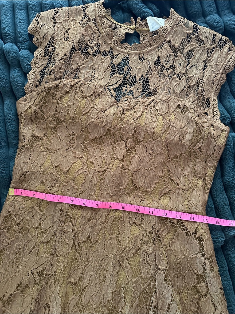 Esperanza High-Low Lace Dress In Bistre Gold - Picture 6 of 6